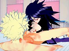 Bakugou Katsuki bangs Namuri Kayama with messy cumshot. Hentai action straight from My Hero Academia!