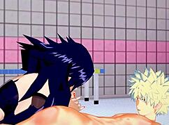 Bakugou Katsuki bangs Namuri Kayama with messy cumshot. Hentai action straight from My Hero Academia!