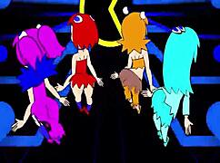 哟，看这些吃豆人鬼魂女孩在动漫Hentai风格中狂野舞蹈，太辣了！