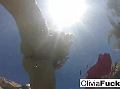 Olivia Austin enjoys a hot summer in the pool
