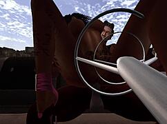 Ebony Couple Fucking Passionately at Drive-In