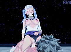 Noelle Silva和Secre Swallowtail与Asta的狂野Hentai性爱