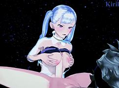 Noelle Silva和Secre Swallowtail与Asta的狂野Hentai性爱