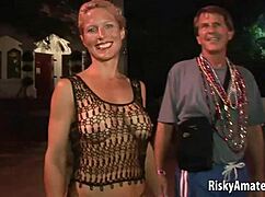 Naked Amateurs Tease On Busy Street Party