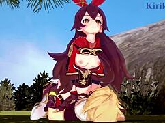 amber和fischl与amy和aether在狂野3D色情中。激烈18+少女内射性爱在原神动漫。