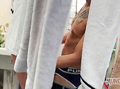 Hard and fast anal sex in a public place