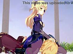 amber和fischl与amy和aether在狂野3D色情中。激烈18+少女内射性爱在原神动漫。