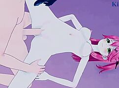 Sakura Miko和Akai Haato在狂野Hentai VTuber动作中