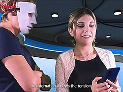 Bromista shoots cum on reporter’s face in public trailer