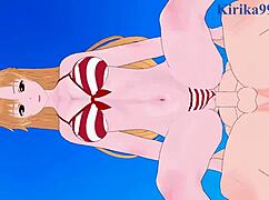 《刀剑神域》Asuna Yuuki和Sinon Shino Asada狂野内射3D动画，激情爆棚！