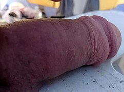 Close up of a gay man’s cock bouncing in slow motion