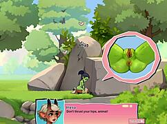 horny young 18+ female orc face-sits a lucky boy in nature game