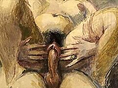 复古色情插画展示怀旧风Hentai艺术，动漫诱惑魅力十足