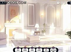 Beautiful woman with big breast in 3D game gets cum on her face