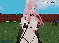 嘿，这个猫娘被主人训练成完美的猫咪，到处呻吟和喷水！