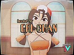 Anime workout hentai with eri-chan flexing and sweating in cartoon style