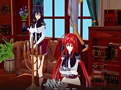 HG恶魔学园DxD动漫色情模仿剧激烈口交动作。