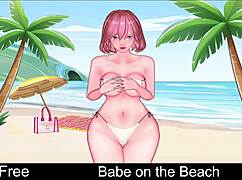 What is the babe doing on the beach?