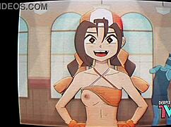 Anime workout hentai with eri-chan flexing and sweating in cartoon style