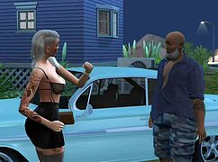 Street girl gets a customer at night