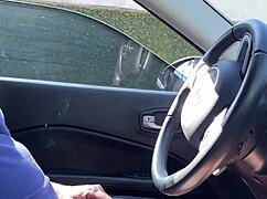 A stranger saw me masturbating in the car and made me cum.