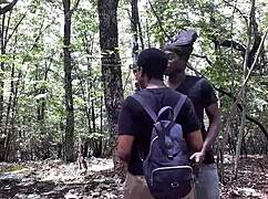 Outdoor ass licking in the forest