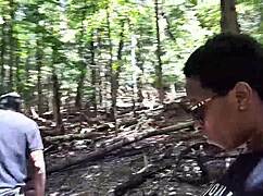 Outdoor ass licking in the forest