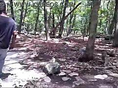 Outdoor ass licking in the forest