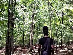 Outdoor ass licking in the forest