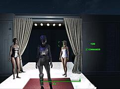 fallout 4 fashion inspired by cyberpunk 2077 in anime style