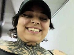 A slut who loves to flash her big ass loses a strip rock paper scissors game and gets fucked on the street