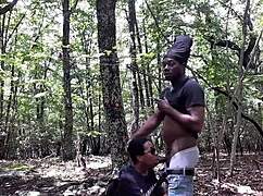 Outdoor ass licking in the forest