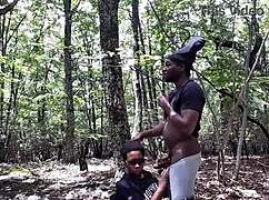 Outdoor ass licking in the forest