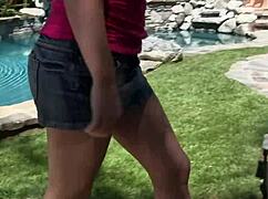 Blonde Krissy Lynn with big boobs nails interracial glory hole blowjob! 😍