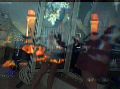 Hot girls at Halloween party flashing boobs and naked asses in thongs and panties.