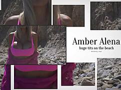 I couldn't believe Amber Alena's huge tits on the beach, they're so big!