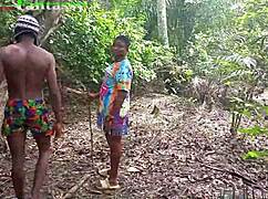 Hardcore interracial sex in the bush with an amateur