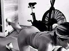 Madi's ass gets a workout from a creeper at the gym