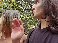 hey, annie marin flashes and deepthroats outdoors on the mountain