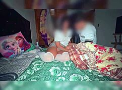 schoolgirl gets wild with mexican couple at party, filming on furniture for first time