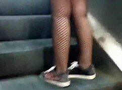 Brown-eyed Latina teen flaunts assets in public for thrill