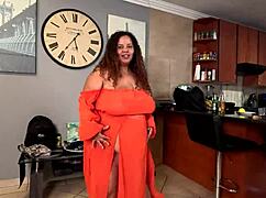 Big tits and ass shaking solo dance in a sheer dress
