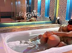 Colombian babe fucked hard in jacuzzi, I cum inside underwater!