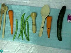 Insertion and Crazy MILF lesbians with vegetables