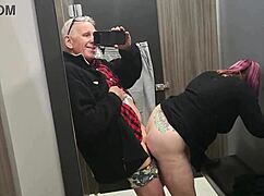 Slutty MILF gets fucked in department store changing room