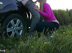 Can you believe this taxi driver banged a blonde by the car at sunset?