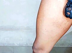 Cute latina caged sissy cuckold gets fucked with toys.