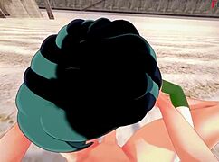 Gwen gives beach blowjob!