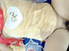 Indian maid bent over for anal by house owner in kitchen, receiving creampie.