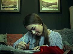 A hot scene of an orgy with a blindfolded MILF and a cum shot in the ass